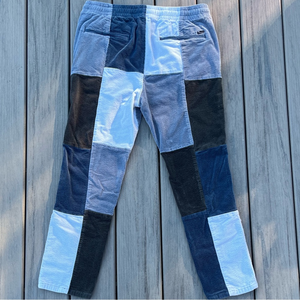 PacSun; Blue/Grey; Corduroy Patchwork Pants; Regular/Tapered; Unisex; Slim Med - Picture 9 of 9